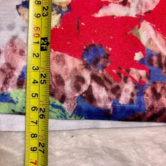 Breckenridge Tunic Top XL Water Color 3/4 Sleeves V-Neck Beaded Neckline Lightwt - Picture 12 of 12